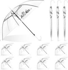 Kajaia 12 Pieces Clear Wedding Umbrellas Auto Open Stick Umbrella Windproof Tran