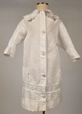 VICTORIAN 1870  S CHILD  S PICQUET COTTON BUSTLE DRESS W EYELET RUFFLE TRIM