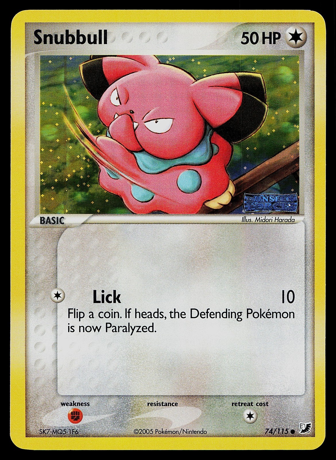 Pokemon Card - Snubbull Unseen Forces 74/115 Reverse Holo Stamped