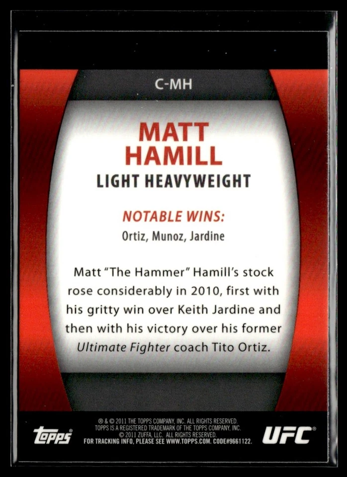 2011 Topps UFC Title Shot Contenders Matt Hamill #C-MH - Image 2 of 2