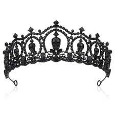 Skull Tiara Crown for Women, Gothic Crystal Headband for Halloween