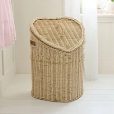 LovԑShackFαncy Heart Rattan Hamper Handwoven Natural Laundry Basket with Lid