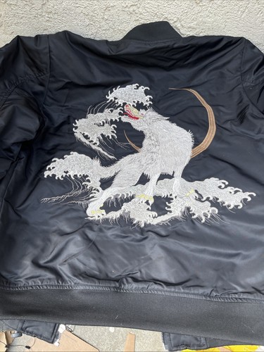 Blouson Jacket White Wolf Outerwear Embroidered Chao Panic Ships Hare - Picture 5 of 14