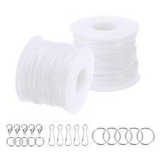 Lanyard String Kit, 2 Rolls Lacing Cord with Accessories, White