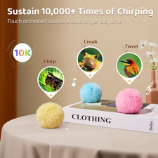 Chirping Cat Toys Balls with SilverVine Catnip, Upgraded, 3 Pack Fluffy Inter...