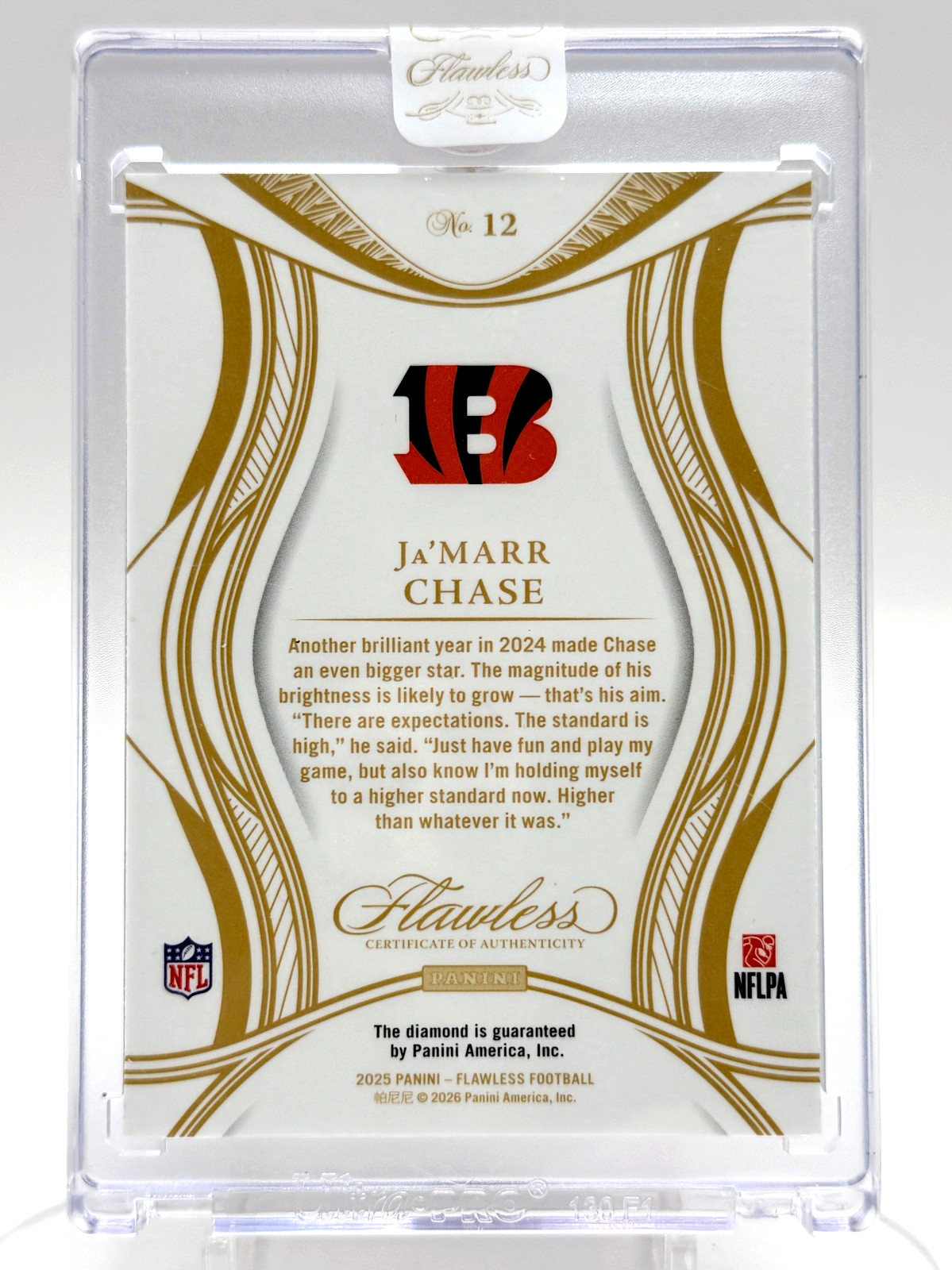 2025 Panini Flawless Ja'Marr Chase Diamond Black 1/1 Bengals (ONE of ONE) 🔥 view 2