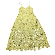 ASTR The Label Yellow Floral Lace Spaghetti Strap Womens Party Midi Dress Size M