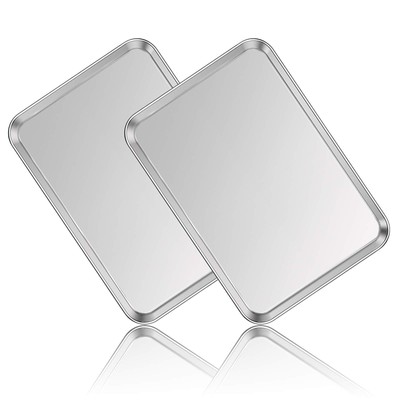 Stainless Steel Baking Sheet Set of 2 Cookie Sheet Metal Baking Pan Oven Tray...