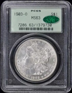 1903 O CAC PCGS MS 63 OGH MORGAN DOLLAR. CLOSE TO 64. OLD GREEN HOLDER