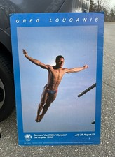 VTG 1984 Olympics Greg Louganis Dry Mounted Poster Rare Swimming Los Angeles