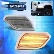 For 18-22 Jeep Wrangler Jl Front Fender Amber Led Clear Side Marker Lights Lamps