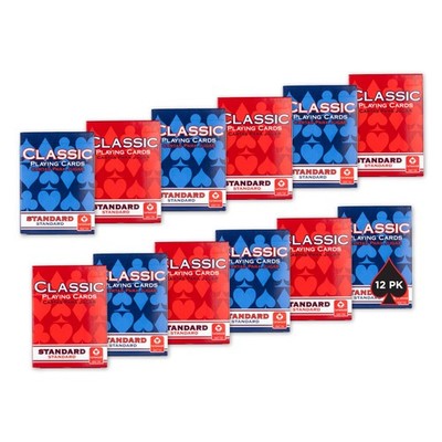 Classic Playing Cards 12 Pack, Standard Index, Red and Blue Casino Quality Bu...