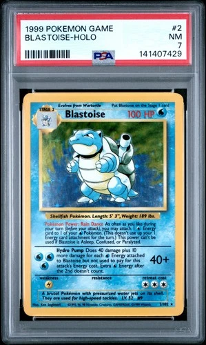 1999 POKEMON BASE SET UNLIMITED #2 BLASTOISE-HOLO PSA 7