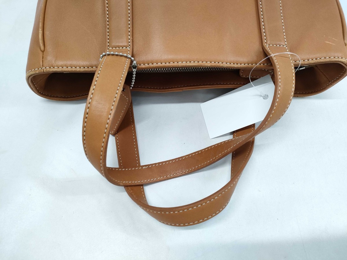 Vintage Coach Hampton Lunch Tote Bag Camel Brown Leather Handbag 