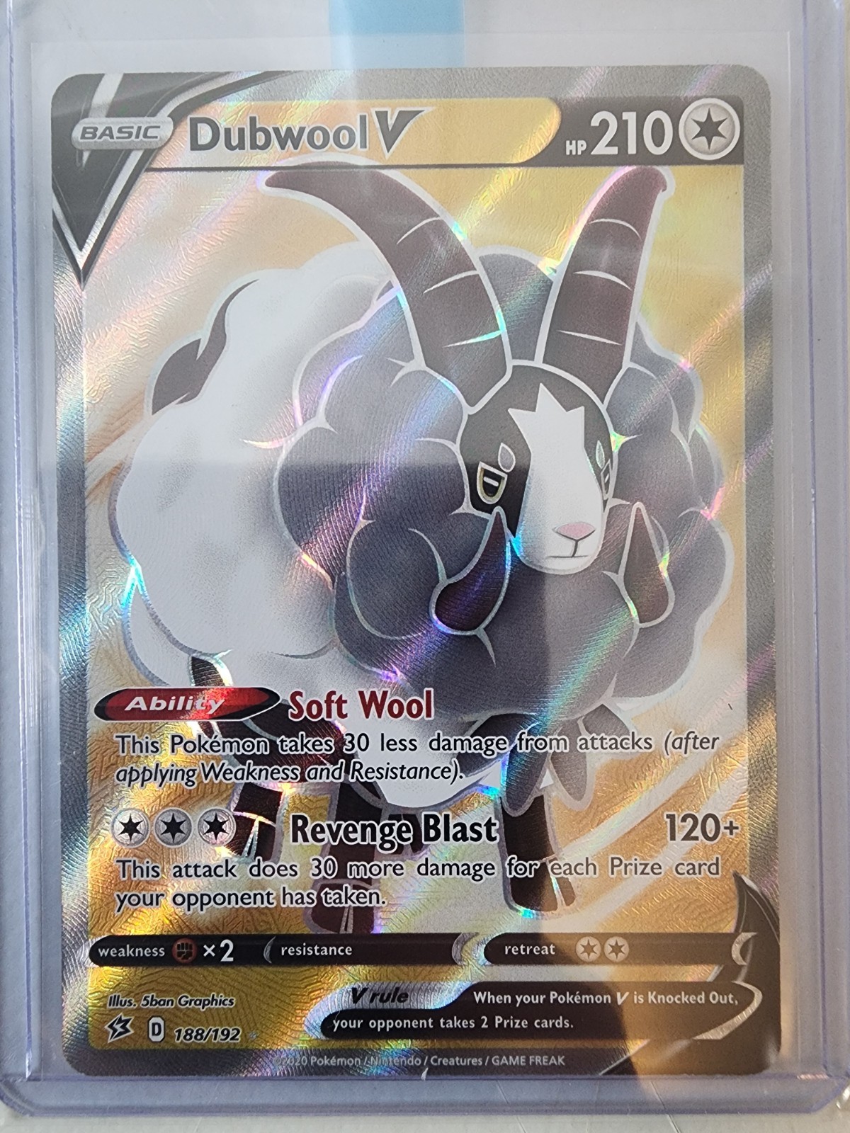 Pokémon TCG Dubwool V Ultra Rare 188/192 Swsh02 Rebel Clash Full Art Holo 