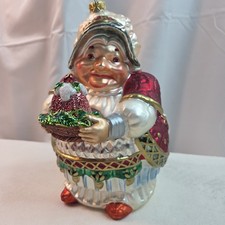 Fitz and Floyd Blown Glass Ornament Mrs. Claus Discontinued Large Stands 8