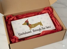 Dachshund Christmas Wood Box Sign Dachshund Through the Snow NEW 
