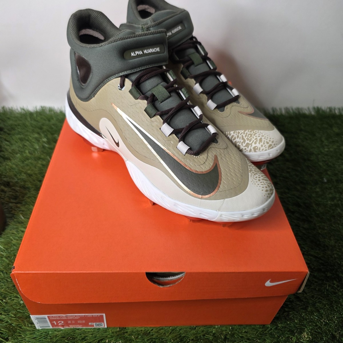 NEW Nike Alpha Huarache Elite 4 Mid RBI Baseball Cleats FZ7344-200 Size 12 Khaki Reviews: Nike Alpha Huarache Elite 4 Low Men main image 2