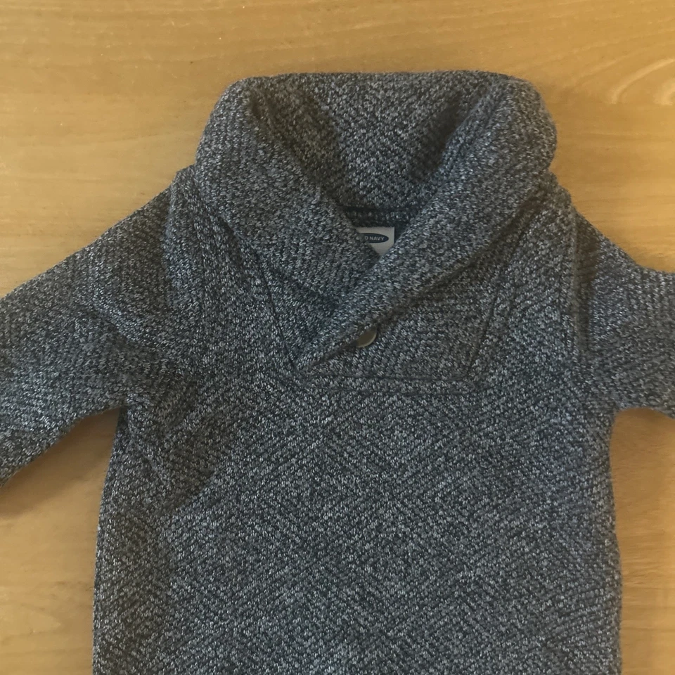 Antiguo Traje de Vacaciones de Invierno Azul Marino Bebé Niño Gris Jaspeado Cuello Capucha Una Pieza 0-3 M Foto 2 de 4