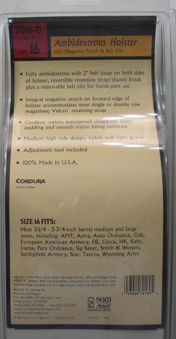 Uncle Mikes 7016-0 Sidekick Ambidextrous Hip Holster 3-1/4"-3-3/4" - Image 2 of 3