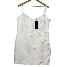 Fashion Nova Kiera Ann Floral Mini Dress Plus Size 1X Bridal Wedding White NWT