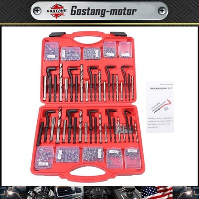 338pcs Thread Repair Tool HSS Drill Helicoil Kit SAE 1/4''-1/2''/ Metric M5-M12