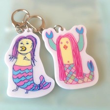 Mermaid design acrylic Keychains, set of 2