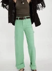 MOTHER SNACKS Smoothie Carpenter Sneak Ankle Wide Leg Jeans Summer Green 31 $248