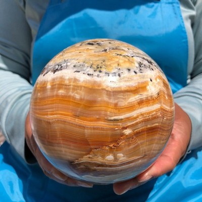 6.05LB Natural Striped Agate Ball Quartz Crystal Sphere reiki healing