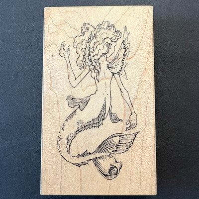 Visual Image Printery Mermaid Back View Gorgeous 1994 Rubber Stamp VIP