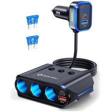 Cigarette Lighter Adapter 3-Socket Splitter w...