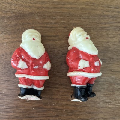 Two Santas Xmas Candles. Tavern Novelty Comp. 1950s USA. Christmas Deformed
