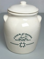 John Deere Cookie Jar Ceramic Clay Moline Ill. 1876-1912 Logo Vintage