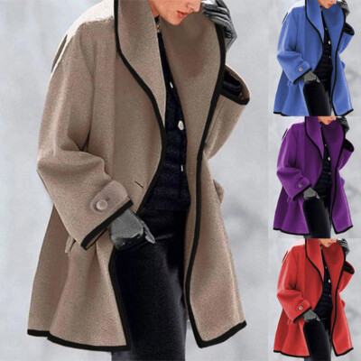 Women's Baggy Hooded Trench Wool Coat Outwear Ladies Warm Pocket Jacket  Overcoat UK