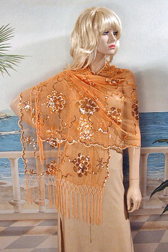 Long Sparkly Sheer Sequin Embroidery Shawl Wrap Scarf Evening Wedding - W295 - Picture 31 of 62