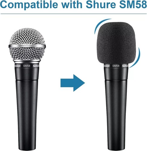 Windscreen for SM58, 6Pack Microphone Pop Filter Foam Cover Shure Black - Picture 3 of 7