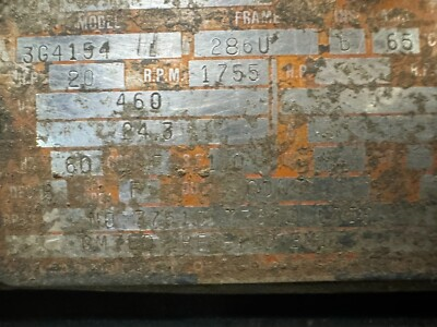 #ad Delco 20 HP 1755 Rpm 460 V 286U Frame Model 3G4154 $500.00