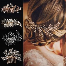 Bridesmaid Flower Diamante Pearls Clips Comb Wedding Bridal Crystal Hair Pins