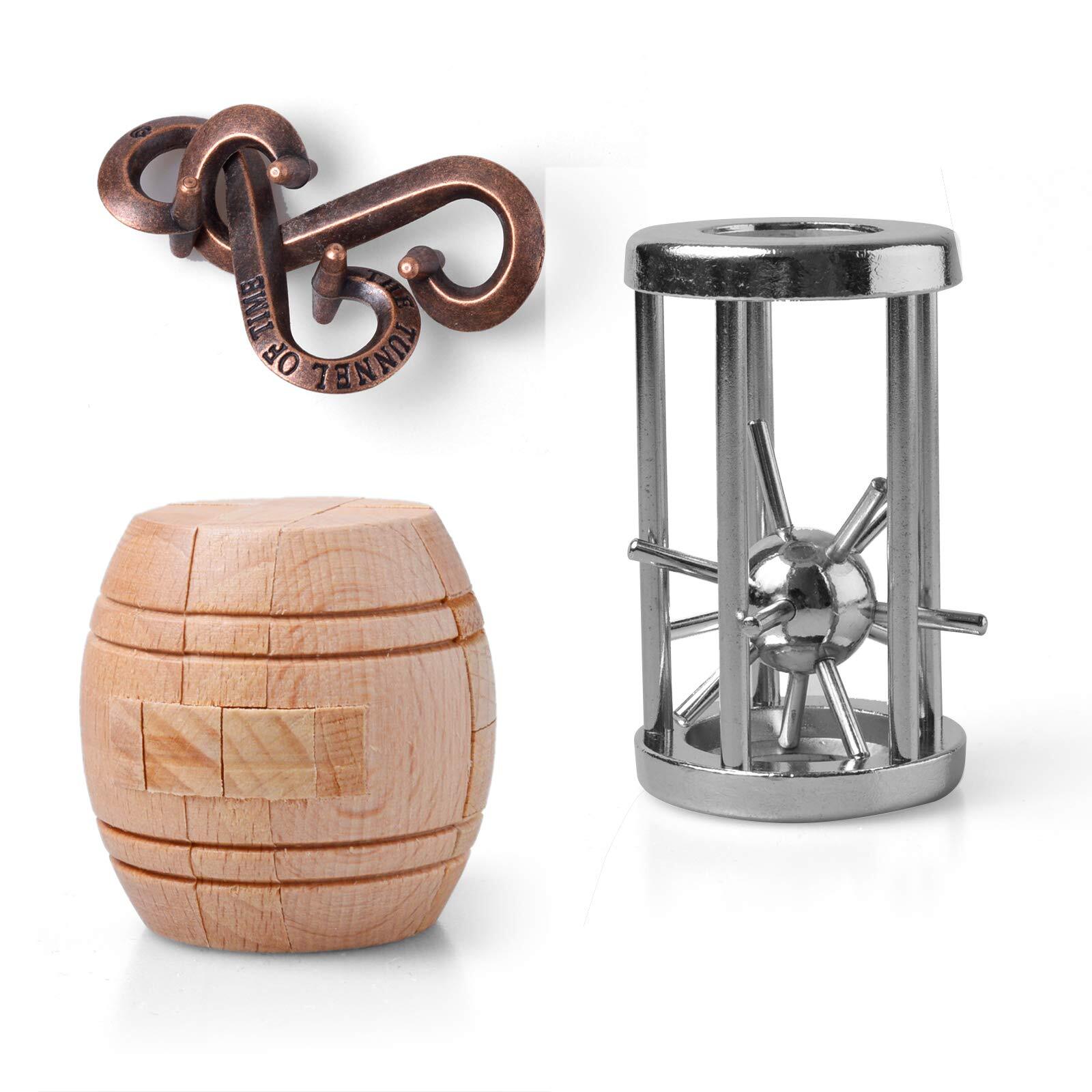 EJOYFL Brain Teaser Puzzle Unlock Interlock Puzzle IQ Test Toy 3D Wooden and ...