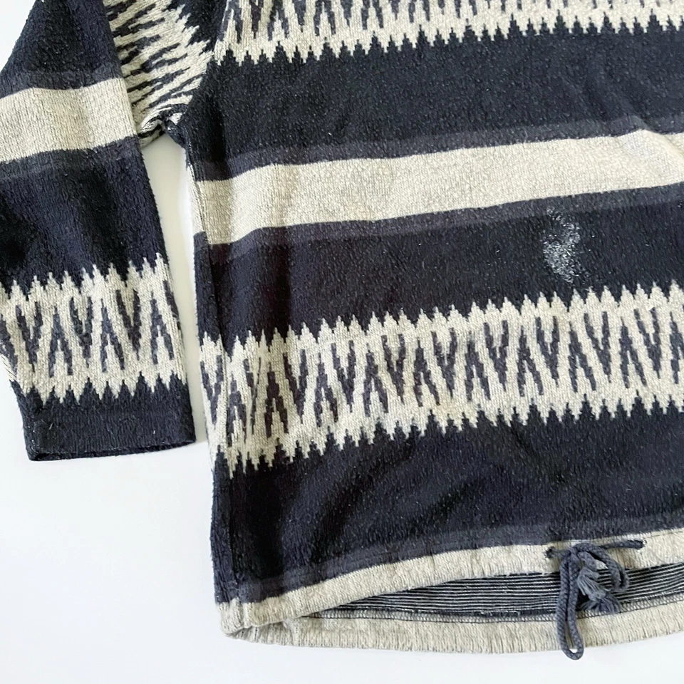复古 90 年代 Unionbay 条纹阿兹特克纳瓦霍西南套衫毛衣黑色棕褐色 — 第 3/4 张图片