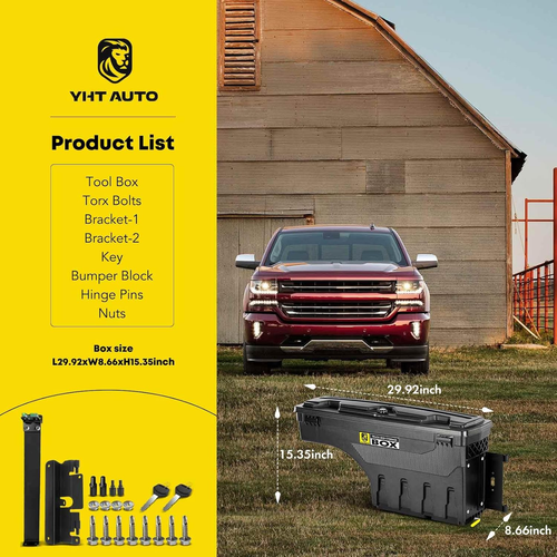 Truck Bed Storage Tool Box Lockable Compatible with 2007-2019 Chevrolet Silverad - Picture 8 of 8