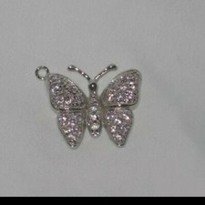 NEW   Sterling Silver Light Pink Butterfly Pendant CZ Tarnish Free Well-made