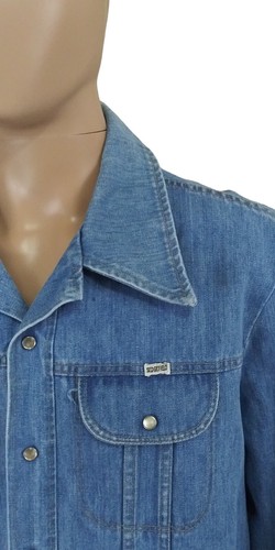 T-shirt vintage Do Nothing Sedgefield USA Pearl Snap bleu coton denim lourd jean XL - Photo 3/6