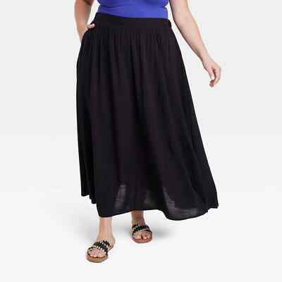 1X - Womens Maxi Skirt - Ava Viv - Black