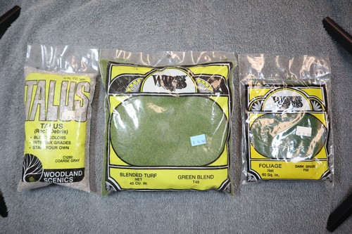 Woodland Scenics Foliage, Blended Turf, & Talus. HO Scale. NOS.