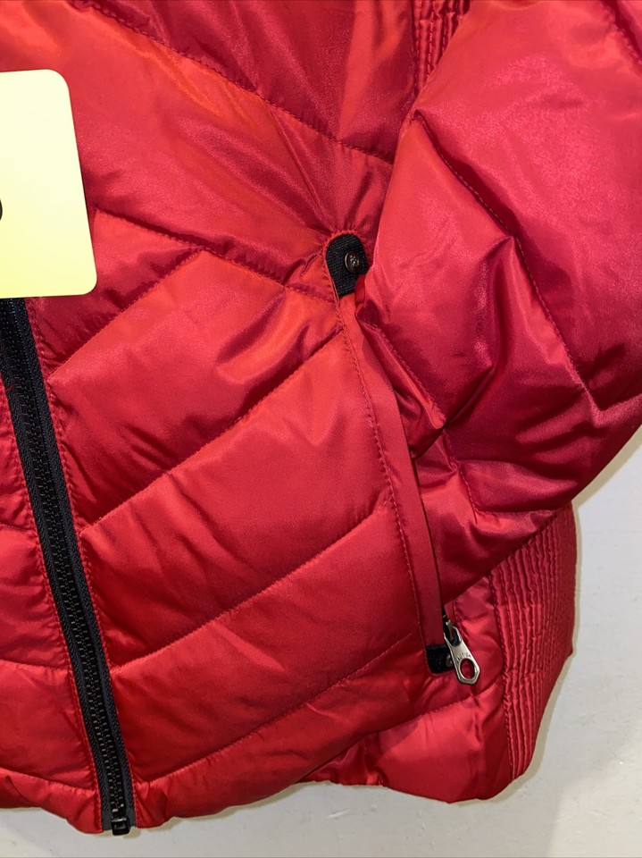 Nautica Womens White Puffer Jacket With Faux Fur Hood & Full-Zip