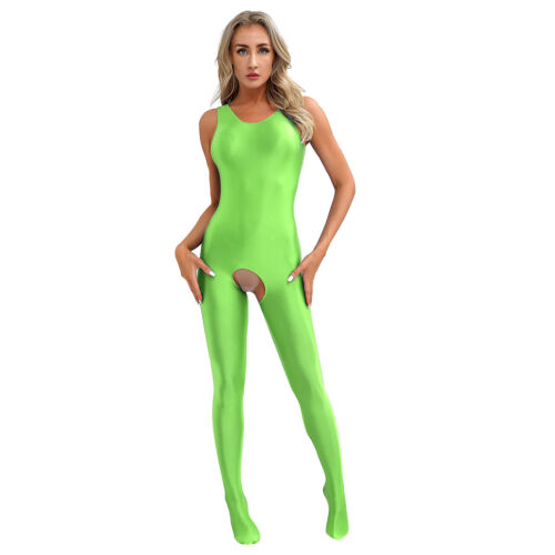 Ladies Jumpsuit Bodycon Bodysuit Oil Leotard Opaque Romper Plain Overalls - Picture 75 of 101