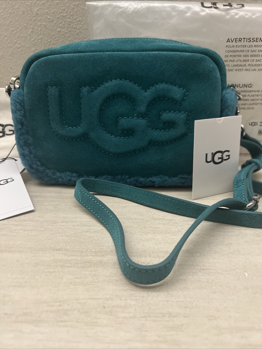 UGG Janey II Suede Shearling Green Crossbody Bag purse
