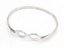 Hand Made Unique Infinity Symbol Knot Bangle Bracelet - Solid.925Sterling Silver