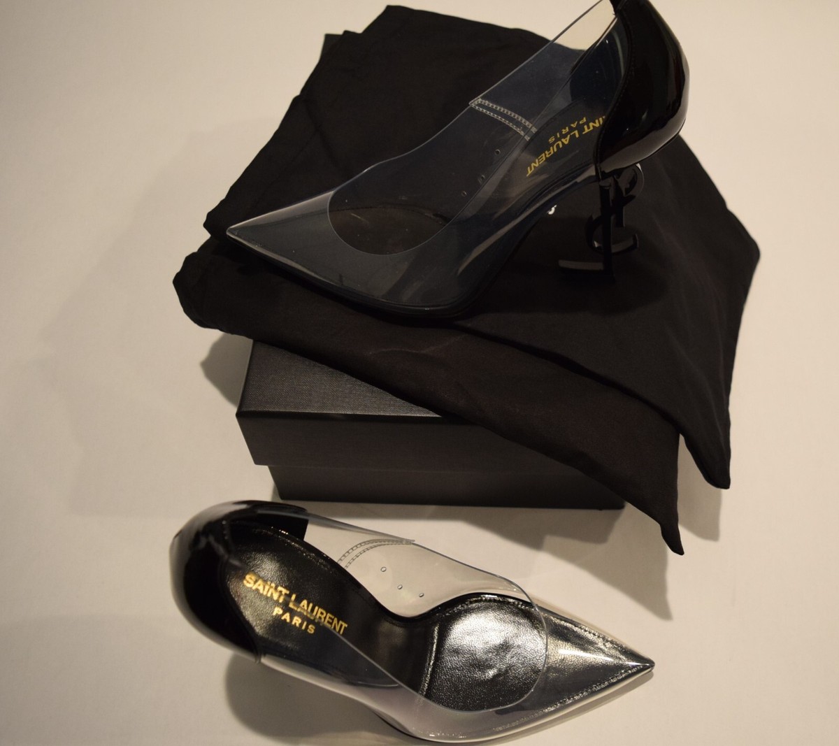 NIB! YSL Saint Laurent Logo Opyum 110 Pump Clear Transparent NIB! YSL Saint Laurent Logo Opyum 110 Pump Clear Transparent